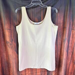 A'nue Thin Strap Tank Top Pearl Women's Size Large Made in USA NWT